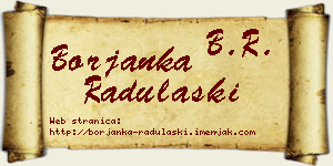 Borjanka Radulaški vizit kartica